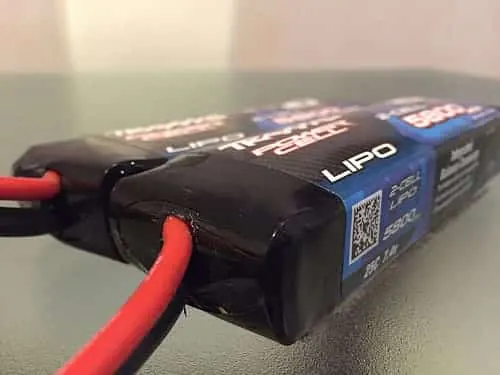RC car LiPo battery with its connector lead