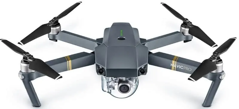 Gray DJI Mavic Pro quadcopter with its arms unfolded and the camera under the body