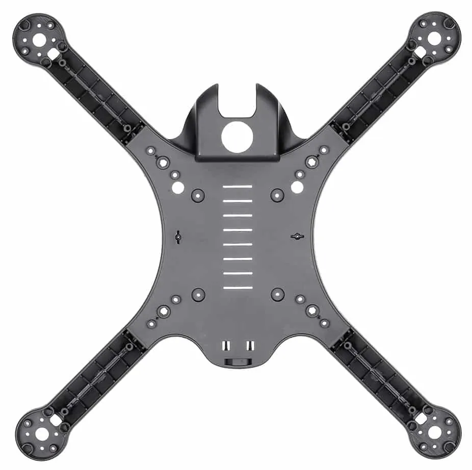 Bare X-shaped quadcopter frame with four arms and motor mounts