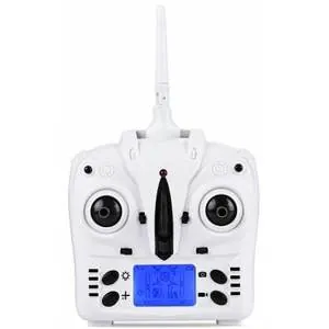 White Tarantula X6 (JJRC H16) transmitter with two sticks and a blue LCD screen