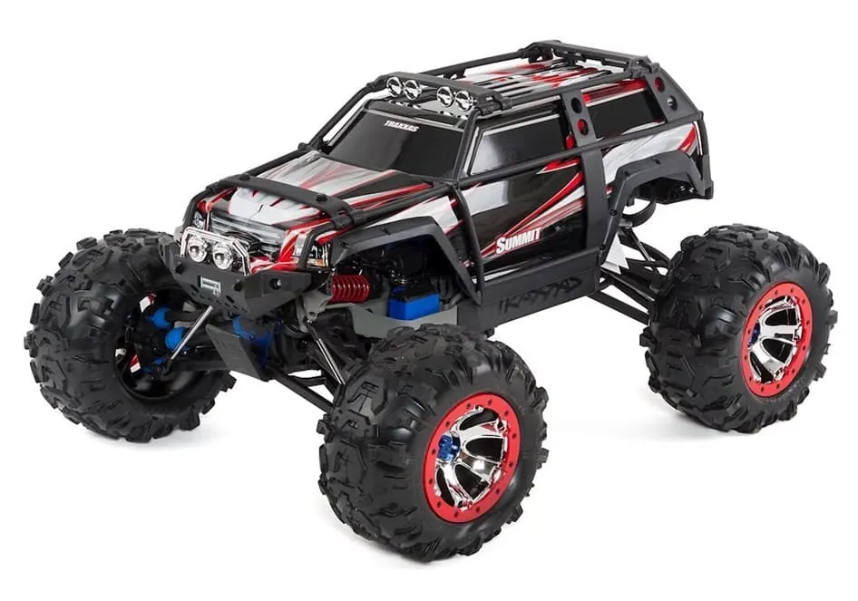 Red and black Traxxas Summit RC monster truck